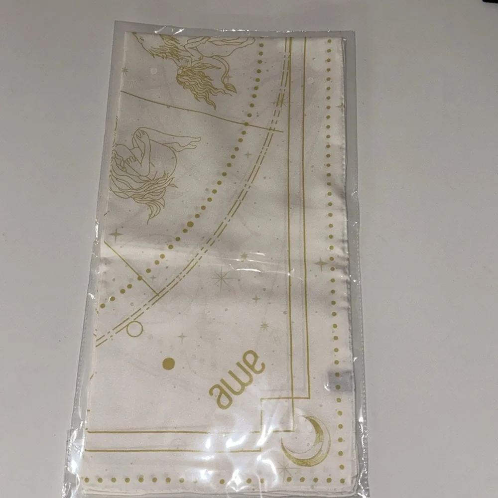 Awe Inspired ivory gold silk twill zodiac square scarf headwrap belt bag wrap